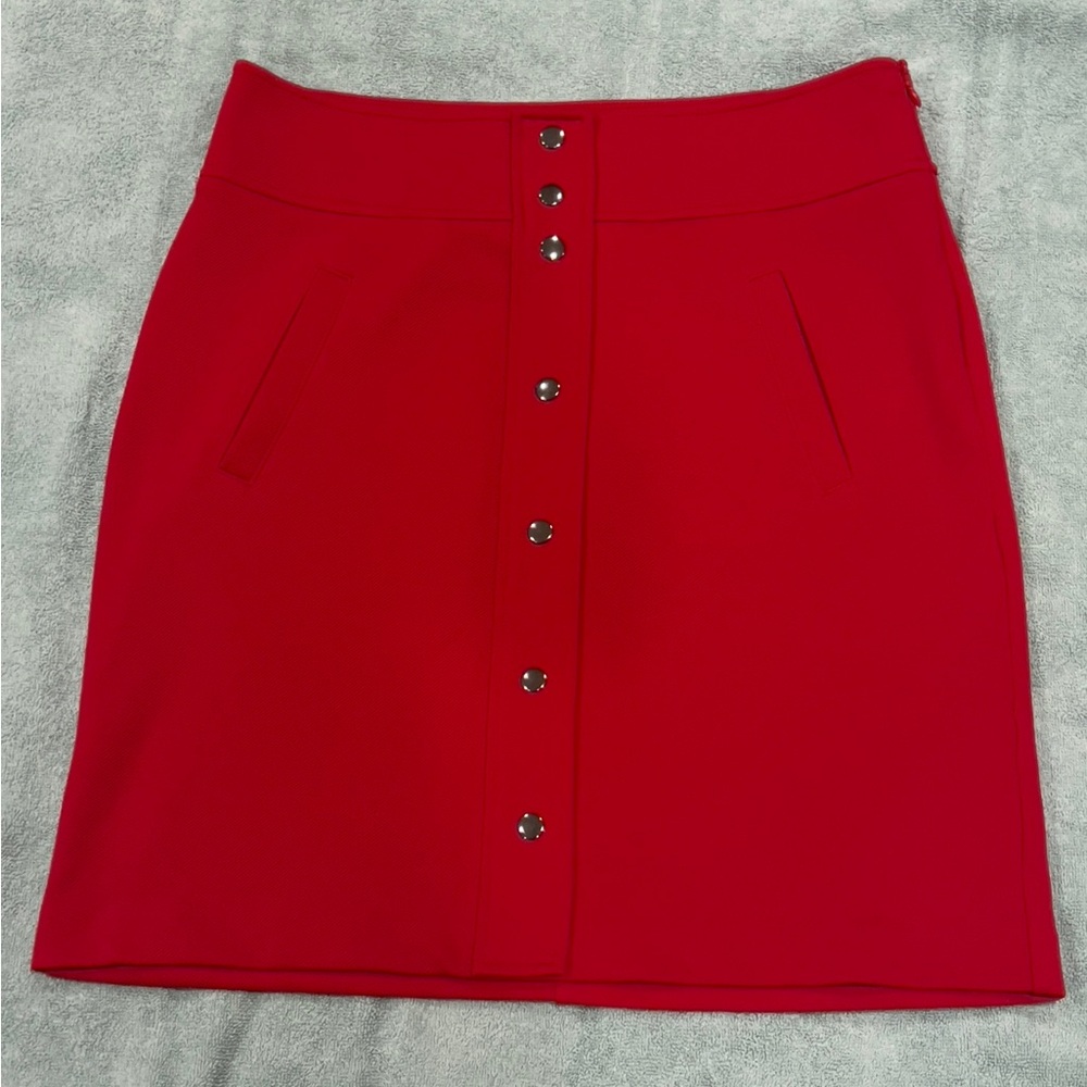 Dana Buchman Red Button-Front Mini Skirt